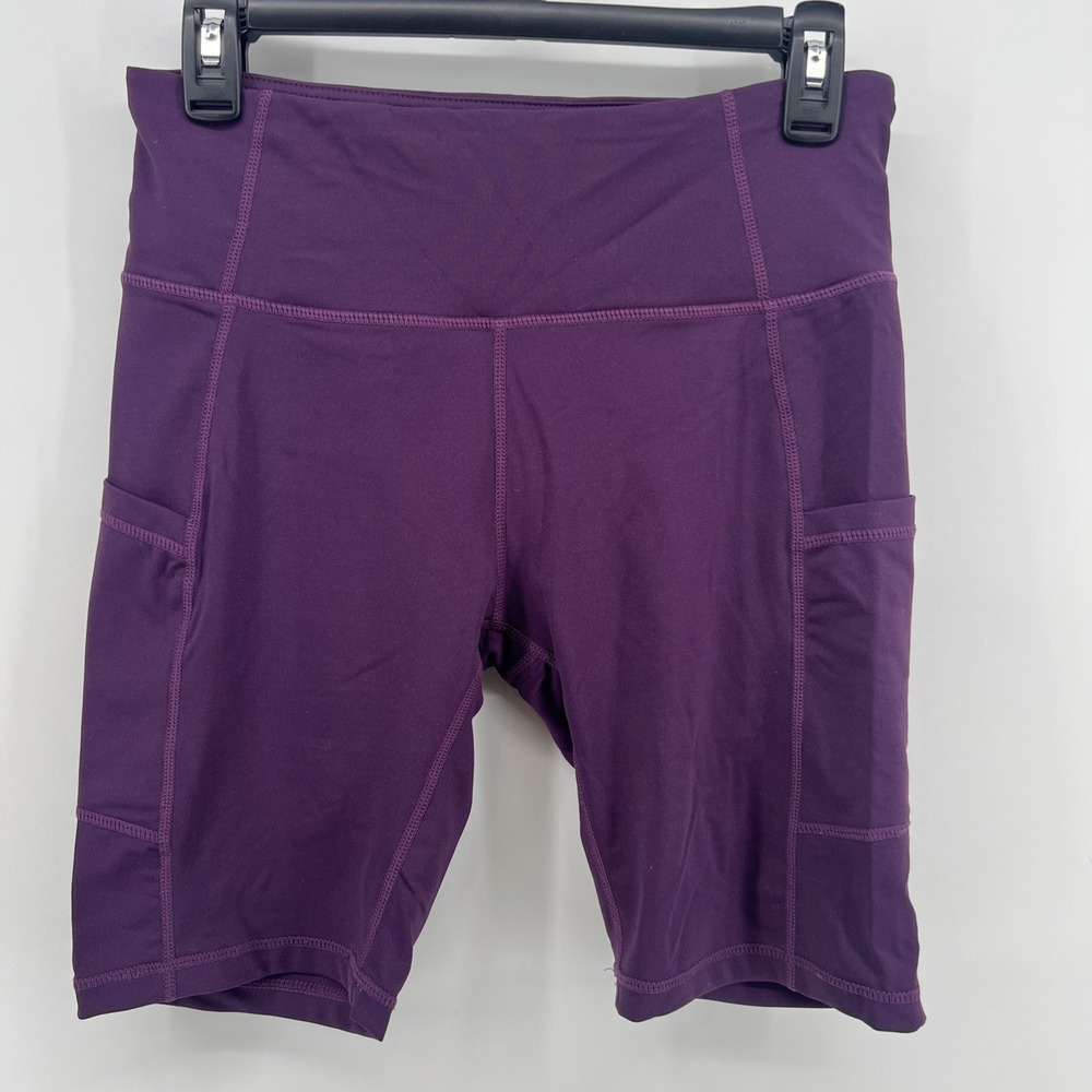Baleaf Pirple Bike Shorts Womens Size M Side/Inside Pockets 8" Inseam